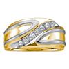 Image 1 : Mens Round Diamond Diagonal Row Band Ring 1/4 Cttw 10kt Two-tone Gold - REF-30F9W
