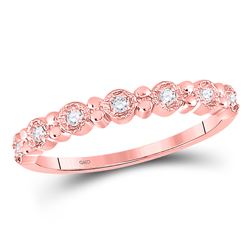 Womens Round Diamond Stackable Band Ring 1/10 Cttw 10kt Rose Gold - REF-10X5A