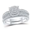 Image 1 : Round Diamond Milgrain Bridal Wedding Ring Set 1/3 Cttw 10kt White Gold - REF-24M9H