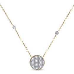 Womens Round Diamond Circle Cluster Necklace 1/4 Cttw 10kt Yellow Gold - REF-27N9F