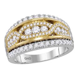 Womens Round Diamond Band Ring 1 Cttw 14kt Two-tone Gold - REF-82Y9N