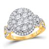 Image 1 : Womens Round Diamond Oval Cluster Ring 1-1/2 Cttw 14kt Yellow Gold - REF-115K9Y