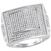 Image 1 : Mens Round Diamond Square Cluster Ring 1 Cttw 10kt White Gold - REF-59W9K