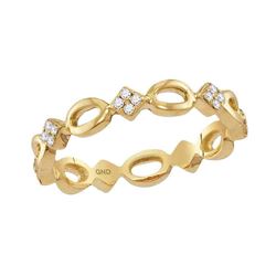 Womens Round Diamond Stackable Band Ring 1/8 Cttw 10kt Yellow Gold - REF-15Y9N