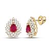 Image 1 : Womens Pear Ruby Diamond Cluster Earrings 1-1/2 Cttw 14kt Yellow Gold - REF-60Y9N