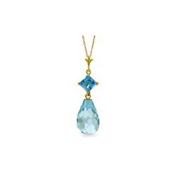 Genuine 5.5 ctw Blue Topaz Necklace 14KT Yellow Gold - REF-22T2A