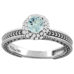 0.67 CTW Aquamarine & Diamond Ring 14K White Gold - REF-54F5N