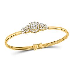 Womens Round Diamond Cluster Bangle Bracelet 3/4 Cttw 14kt Yellow Gold - REF-104R9X