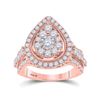 Image 1 : Womens Round Diamond Pear Teardrop Ring 1-3/4 Cttw 14kt Rose Gold - REF-126W9K