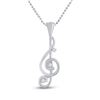 Image 1 : Womens Round Diamond Treble Clef Music Note Pendant 1/20 Cttw 10kt White Gold - REF-7H5R