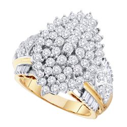 Womens Round Diamond Marquise-shape Cluster Ring 2 Cttw 10kt Yellow Gold - REF-65R5X