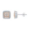 Image 1 : Womens Round Diamond Square Cluster Earrings 3/8 Cttw 10kt Two-tone Gold - REF-23R9X