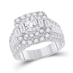 Princess Diamond Square Bridal Wedding Engagement Ring 3 Cttw 14kt White Gold - REF-318H5R