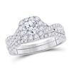 Image 1 : Round Diamond Bridal Wedding Ring Band Set 1 Cttw 14kt White Gold - REF-134R5X