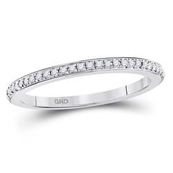 Womens Round Diamond Single Row Stackable Band Ring 1/8 Cttw 10kt White Gold - REF-14Y5N