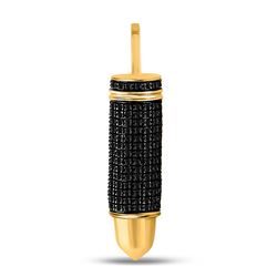 Mens Round Black Color Enhanced Diamond Bullet Charm Pendant 5/8 Cttw 10kt Yellow Gold - REF-25N9F