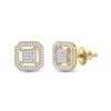 Image 1 : Womens Round Diamond Square Earrings 1/4 Cttw 10kt Yellow Gold - REF-16R9X