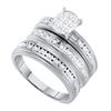 Image 1 : His Hers Round Diamond Oval Matching Wedding Set 1/3 Cttw 10kt White Gold - REF-32Y5N