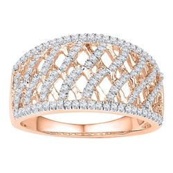 Womens Round Diamond Lattice Fashion Ring 1/2 Cttw 10kt Rose Gold - REF-30K5Y