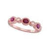 Image 1 : Womens Oval Ruby Diamond Alternating Band Ring 7/8 Cttw 18kt Rose Gold - REF-41M5H