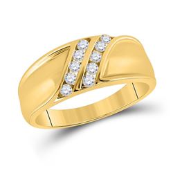 Mens Round Diamond Wedding Band Ring 1/3 Cttw 10kt Yellow Gold - REF-37A5M