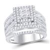 Image 1 : Princess Diamond Cluster Bridal Wedding Engagement Ring 2 Cttw 14kt White Gold - REF-134W5K