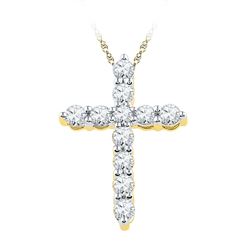 Womens Round Diamond Cross Religious Pendant 1/3 Cttw 10kt Yellow Gold - REF-19K5Y