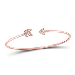 Womens Round Diamond Arrow Bangle Bracelet 1/10 Cttw 10kt Rose Gold - REF-19H5R