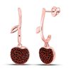 Image 1 : Womens Round Red Color Enhanced Diamond Dangle Cluster Earrings 1/4 Cttw 10kt Rose Gold - REF-21K5Y