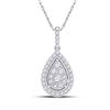 Image 1 : Womens Round Diamond Teardrop Pendant 1/4 Cttw 14kt White Gold - REF-18W5K