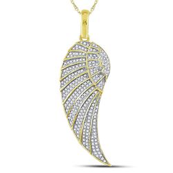 Mens Round Diamond Angel Wing Charm Pendant 5/8 Cttw 10kt Yellow Gold - REF-32K5Y