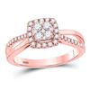 Image 1 : Round Diamond Square Bridal Wedding Engagement Ring 1/2 Cttw 14kt Rose Gold - REF-43F5W