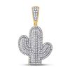 Image 1 : Mens Round Diamond Cactus Charm Pendant 1 Cttw 10kt Yellow Gold - REF-49M9H