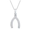 Image 1 : Womens Round Diamond Lucky Wishbone Fortune Pendant 1/6 Cttw 10k White Gold - REF-10M5H