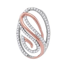 Womens Round Diamond Oval Pendant 1/5 Cttw 10kt Two-tone Gold - REF-10X5A