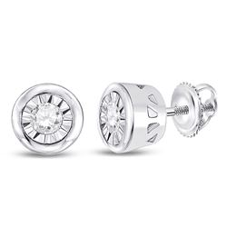 Womens Round Diamond Solitaire Stud Earrings 1/10 Cttw 10kt White Gold - REF-10W5K
