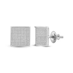 Womens Round Diamond Square Earrings 7/8 Cttw 10kt White Gold - REF-25R9X