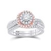 Image 1 : Round Diamond Bridal Wedding Ring Band Set 1 Cttw 14kt Two-tone Gold - REF-109W5K