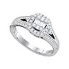 Image 1 : Round Diamond Cluster Bridal Wedding Engagement Ring 1/2 Cttw 18kt White Gold - REF-100W5K