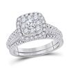 Image 1 : Round Diamond Bridal Wedding Ring Band Set 1 Cttw 14kt White Gold - REF-90H5R