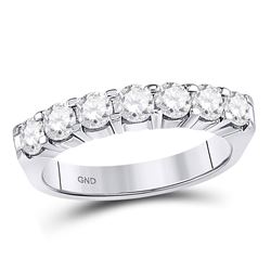 Womens Round Diamond Single Row Comfort Wedding Band 1 Cttw 14kt White Gold - REF-101W5K