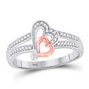 Image 1 : Womens Round Diamond Heart Ring 1/10 Cttw 10kt Two-tone Gold - REF-12M9H