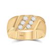 Image 1 : Mens Round Diamond Wedding Double Row Band Ring 1/2 Cttw 14kt Yellow Gold - REF-107A9M