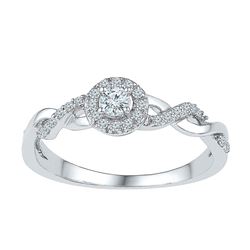 Round Diamond Solitaire Bridal Wedding Engagement Ring 1/5 Cttw 10kt White Gold - REF-17A5M