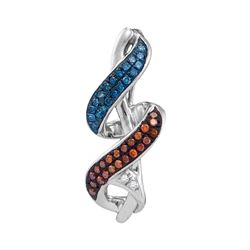 Womens Round Red Color Enhanced Diamond Fashion Pendant 1/10 Cttw 10kt White Gold - REF-10W5K