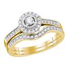 Image 1 : Round Diamond Bridal Wedding Ring Band Set 1/3 Cttw 10kt Yellow Gold - REF-35W5K