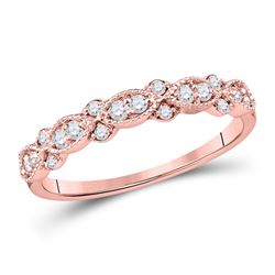 Womens Round Diamond Stackable Band Ring 1/4 Cttw 10kt Rose Gold - REF-18M5H
