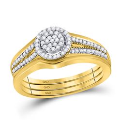 Round Diamond Bridal Wedding Ring Band Set 1/6 Cttw 10kt Yellow Gold - REF-26X5A