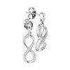Image 1 : Womens Round Diamond Infinity Dangle Earrings 1/10 Cttw 10k White Gold - REF-13X9A