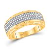 Image 1 : Mens Round Diamond Scalloped Edge Band Ring 3/8 Cttw 10kt Yellow Gold - REF-40Y9N